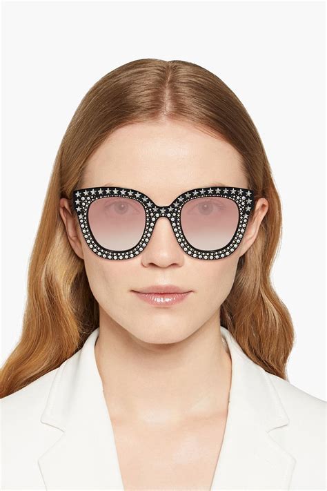 gucci cat-eye crystal-embellished acetate sunglasses